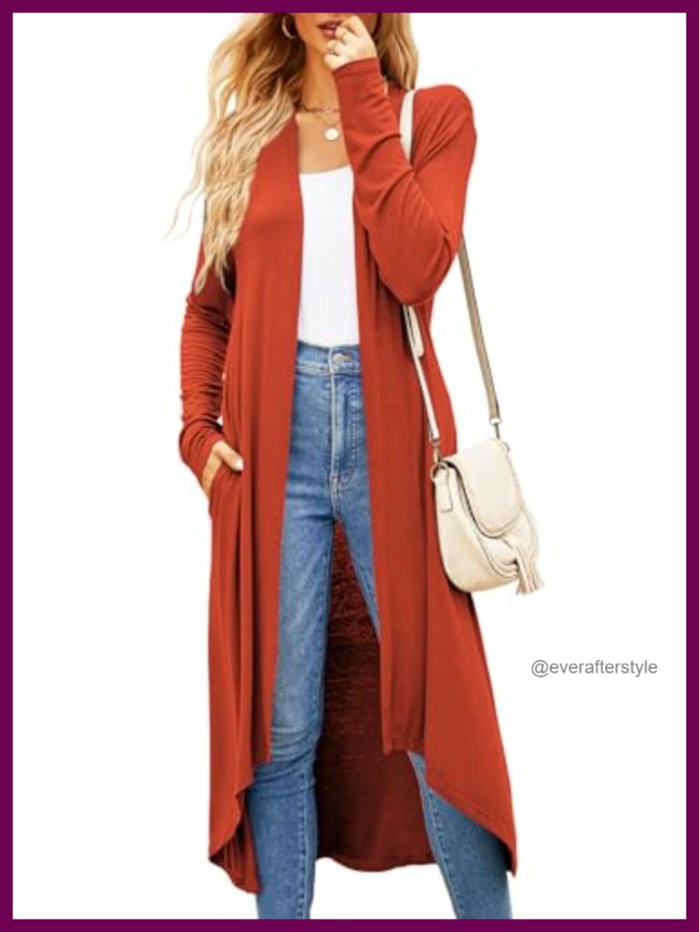 Womens Long Cardigan Lightweight Open Front Duster Sweater with Pockets